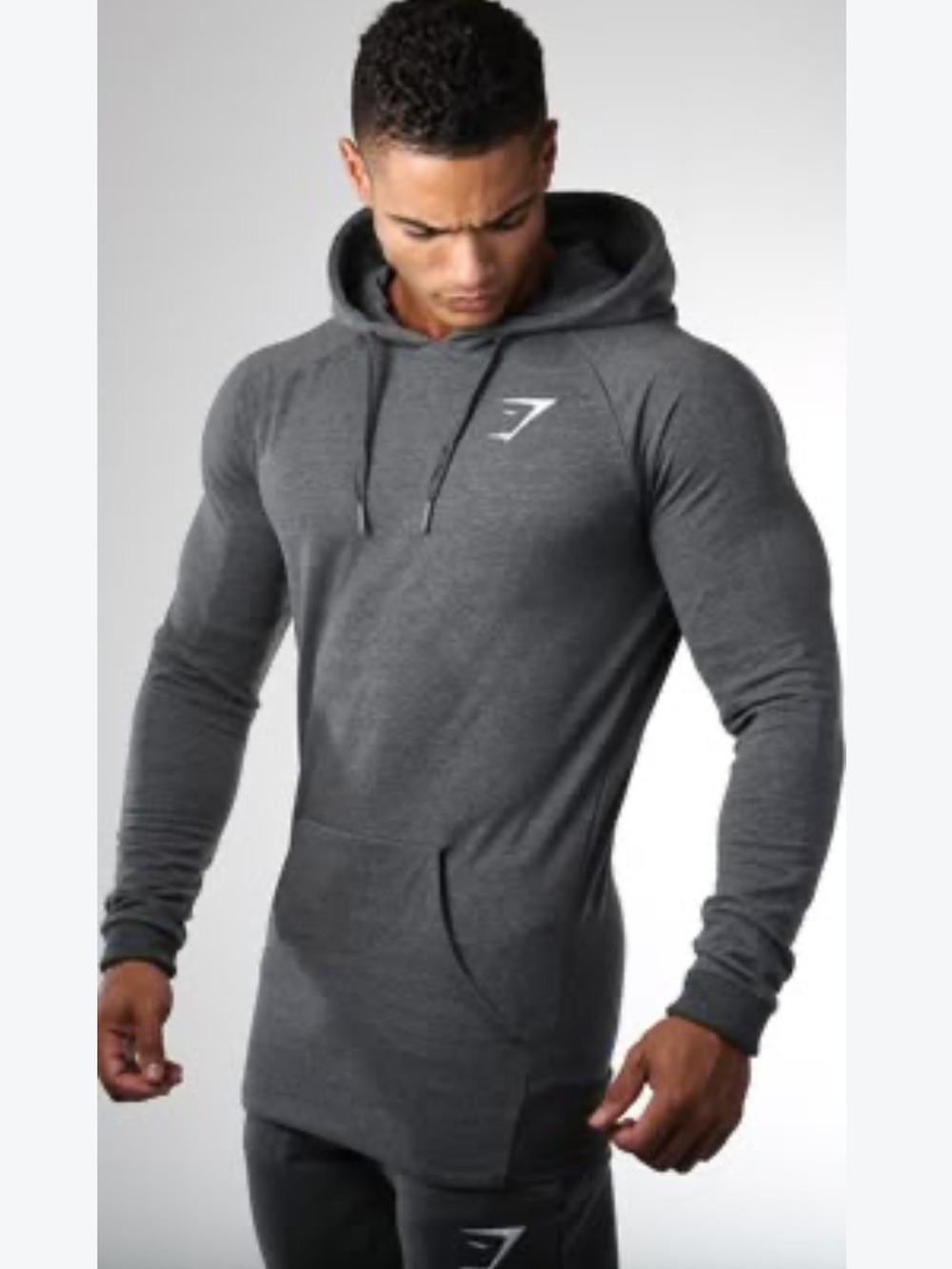 GYMSHARK | Men's Longline Hoodie - Charcoal Gray